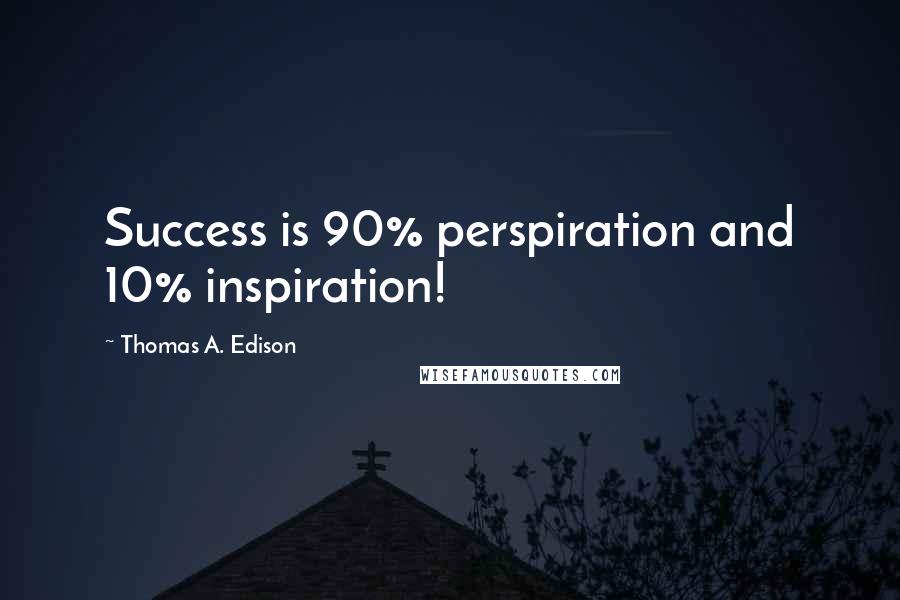 Thomas A. Edison Quotes: Success is 90% perspiration and 10% inspiration!