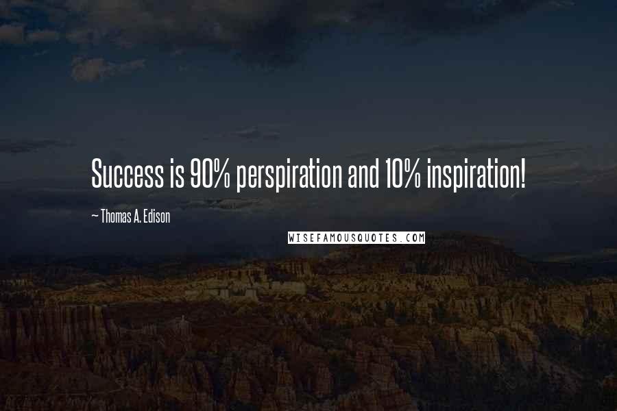 Thomas A. Edison Quotes: Success is 90% perspiration and 10% inspiration!