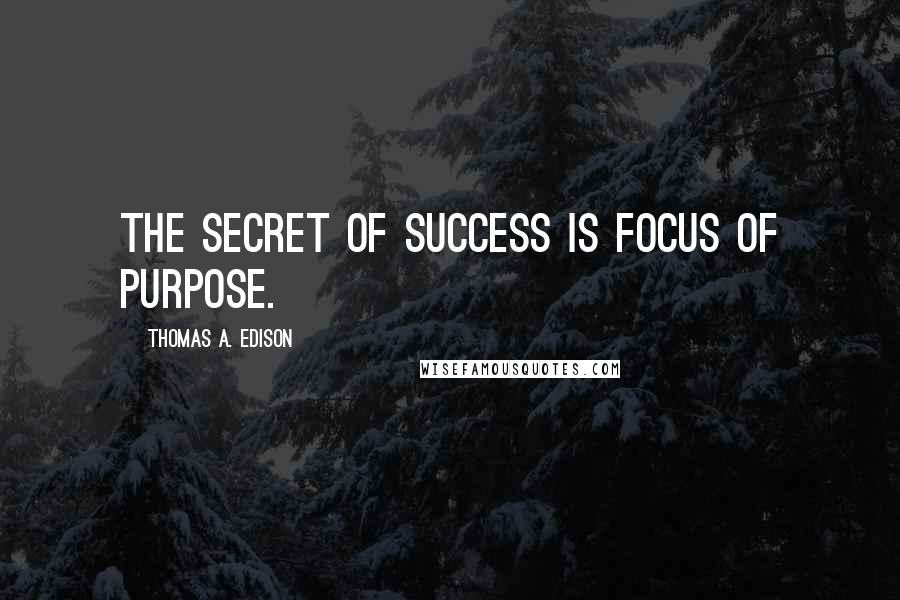 Thomas A. Edison Quotes: The secret of success is focus of purpose.