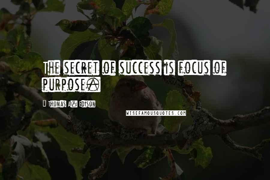 Thomas A. Edison Quotes: The secret of success is focus of purpose.