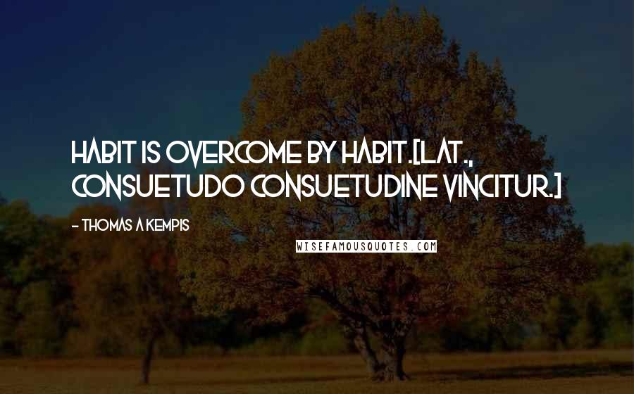 Thomas A Kempis Quotes: Habit is overcome by habit.[Lat., Consuetudo consuetudine vincitur.]