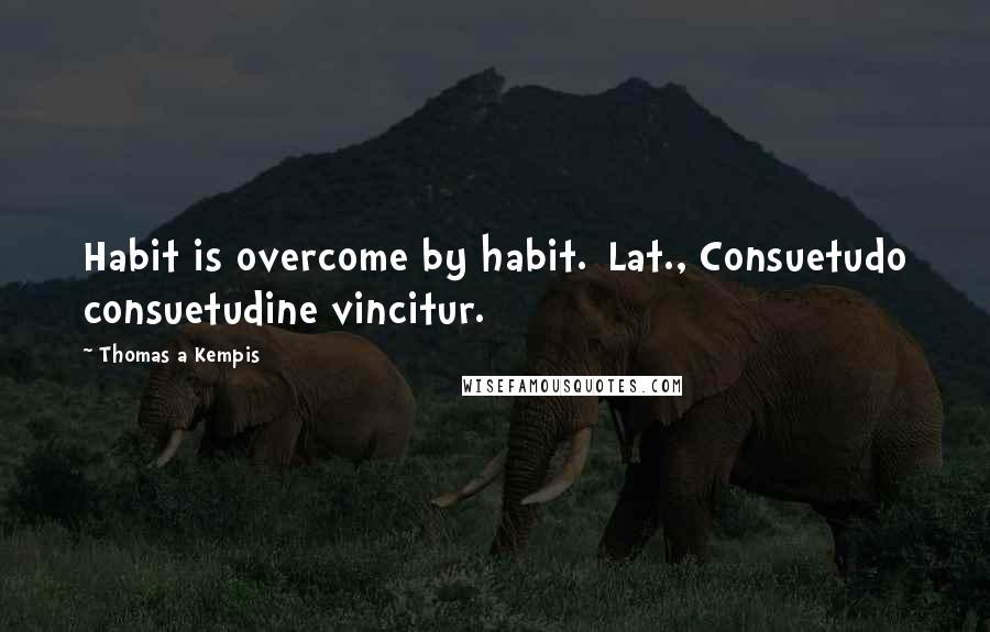 Thomas A Kempis Quotes: Habit is overcome by habit.[Lat., Consuetudo consuetudine vincitur.]