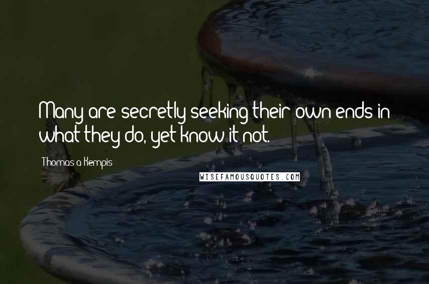 Thomas A Kempis Quotes: Many are secretly seeking their own ends in what they do, yet know it not.