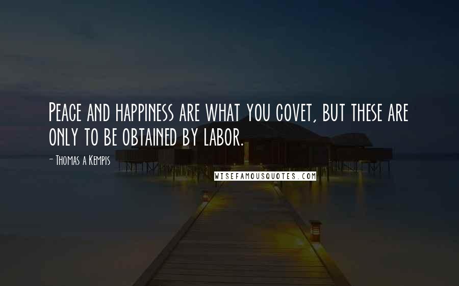 Thomas A Kempis Quotes: Peace and happiness are what you covet, but these are only to be obtained by labor.