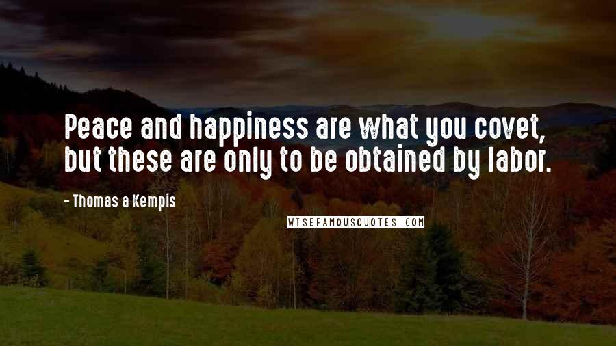 Thomas A Kempis Quotes: Peace and happiness are what you covet, but these are only to be obtained by labor.