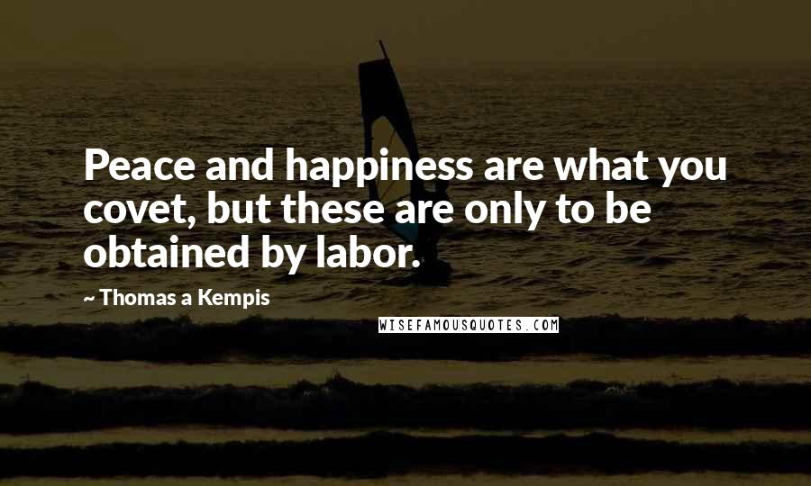 Thomas A Kempis Quotes: Peace and happiness are what you covet, but these are only to be obtained by labor.