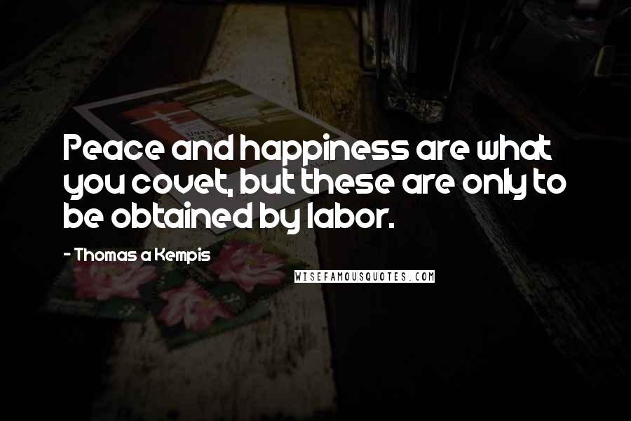 Thomas A Kempis Quotes: Peace and happiness are what you covet, but these are only to be obtained by labor.