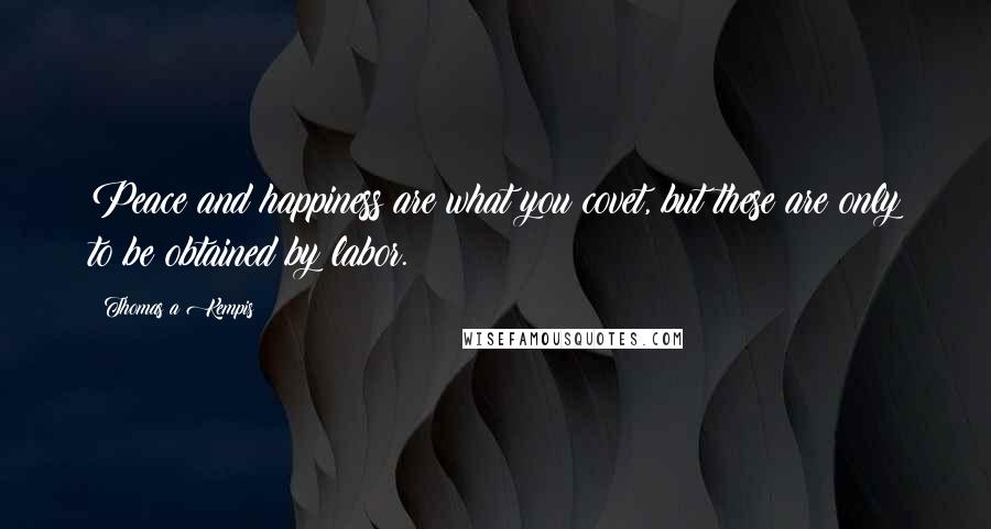 Thomas A Kempis Quotes: Peace and happiness are what you covet, but these are only to be obtained by labor.