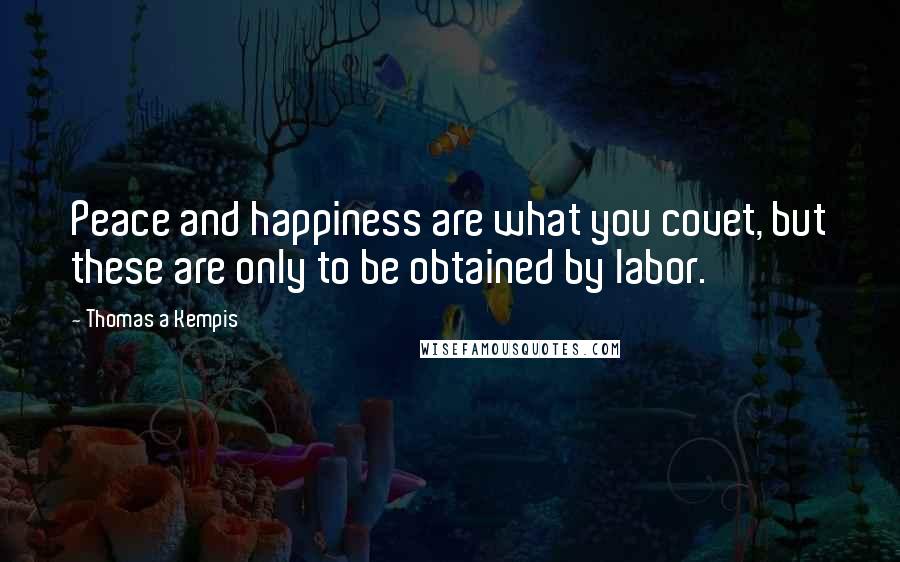 Thomas A Kempis Quotes: Peace and happiness are what you covet, but these are only to be obtained by labor.