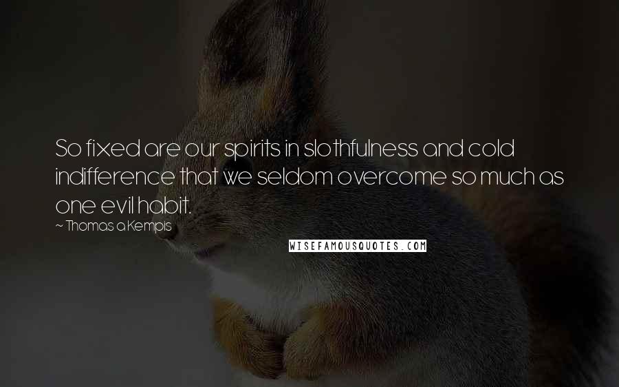 Thomas A Kempis Quotes: So fixed are our spirits in slothfulness and cold indifference that we seldom overcome so much as one evil habit.