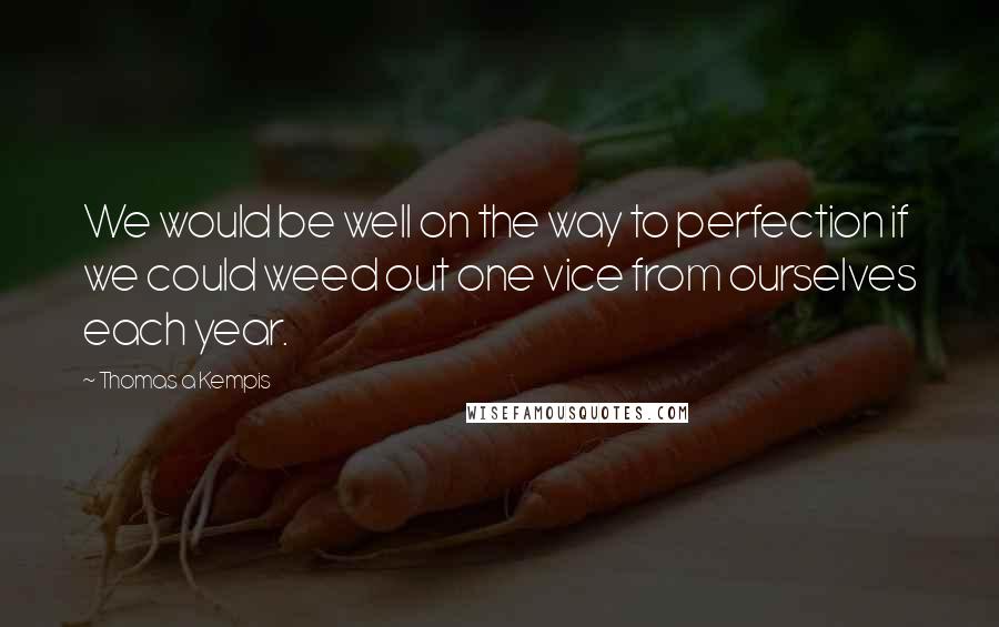 Thomas A Kempis Quotes: We would be well on the way to perfection if we could weed out one vice from ourselves each year.