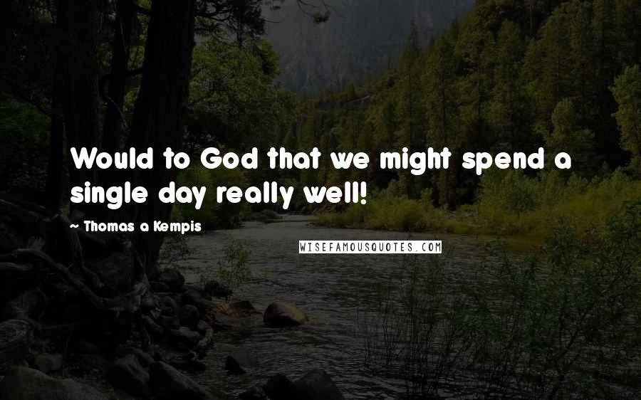 Thomas A Kempis Quotes: Would to God that we might spend a single day really well!