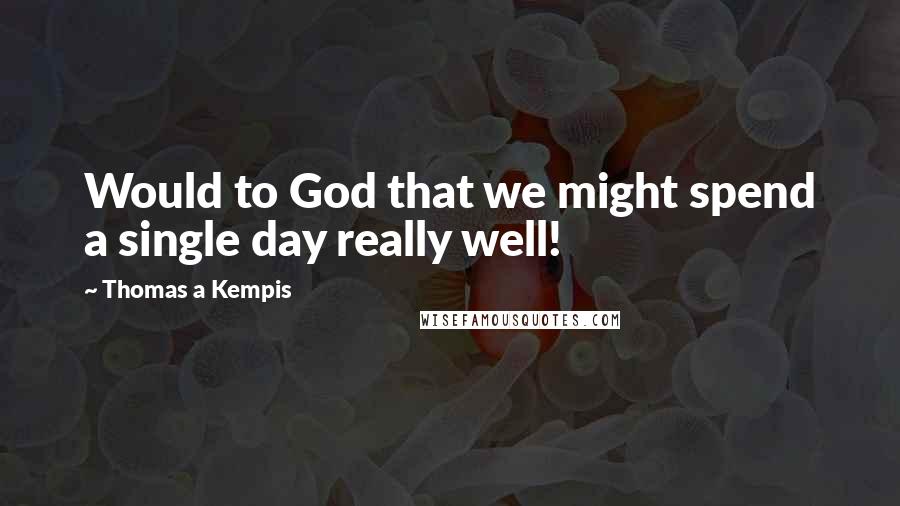 Thomas A Kempis Quotes: Would to God that we might spend a single day really well!