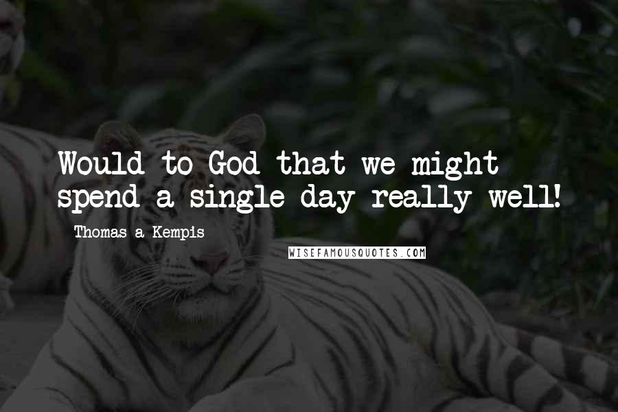 Thomas A Kempis Quotes: Would to God that we might spend a single day really well!