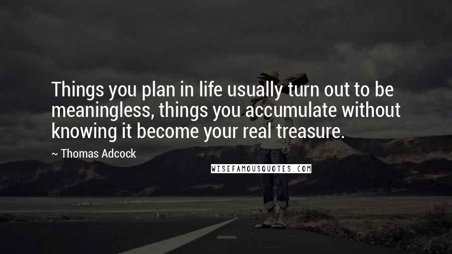 Thomas Adcock Quotes: Things you plan in life usually turn out to be meaningless, things you accumulate without knowing it become your real treasure.