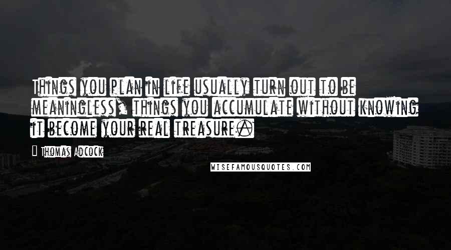 Thomas Adcock Quotes: Things you plan in life usually turn out to be meaningless, things you accumulate without knowing it become your real treasure.