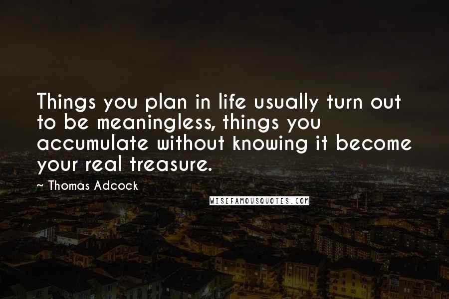 Thomas Adcock Quotes: Things you plan in life usually turn out to be meaningless, things you accumulate without knowing it become your real treasure.