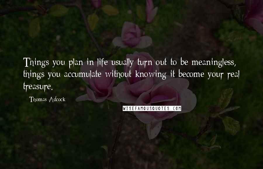 Thomas Adcock Quotes: Things you plan in life usually turn out to be meaningless, things you accumulate without knowing it become your real treasure.