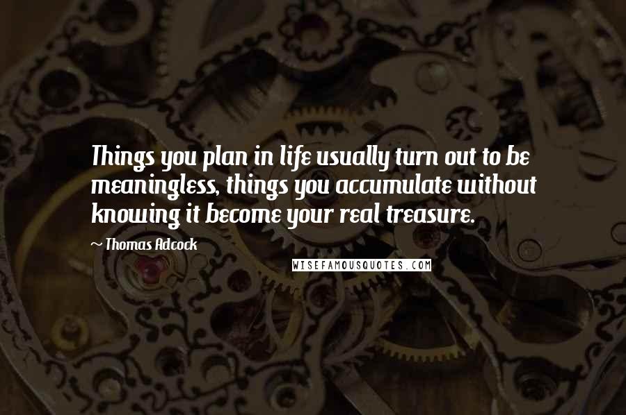 Thomas Adcock Quotes: Things you plan in life usually turn out to be meaningless, things you accumulate without knowing it become your real treasure.