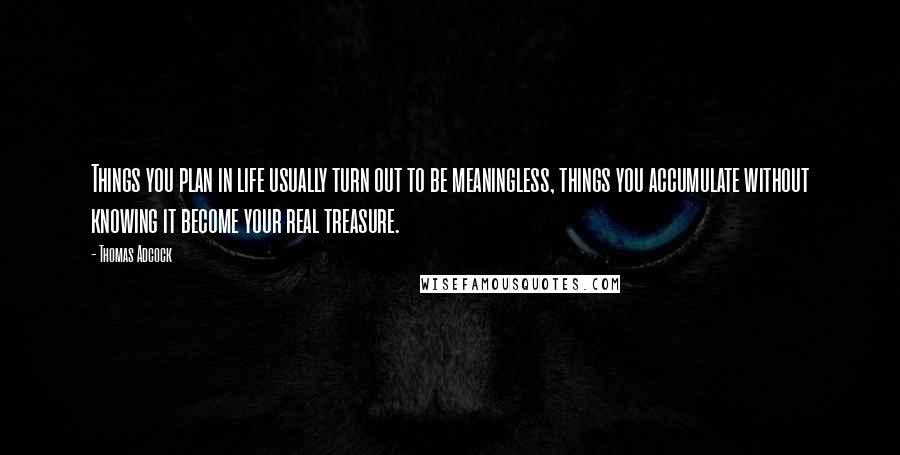 Thomas Adcock Quotes: Things you plan in life usually turn out to be meaningless, things you accumulate without knowing it become your real treasure.