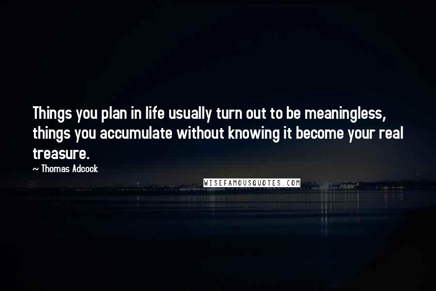 Thomas Adcock Quotes: Things you plan in life usually turn out to be meaningless, things you accumulate without knowing it become your real treasure.