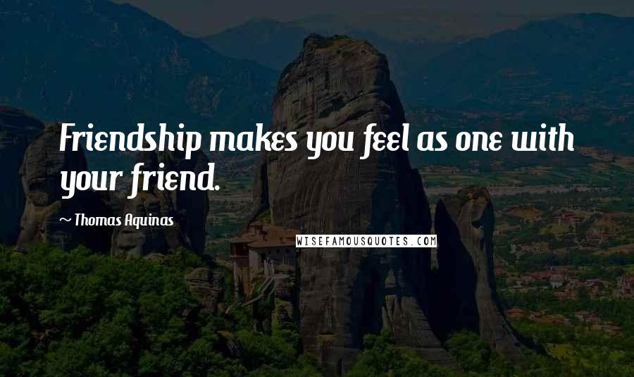 Thomas Aquinas Quotes: Friendship makes you feel as one with your friend.