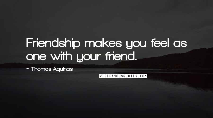 Thomas Aquinas Quotes: Friendship makes you feel as one with your friend.