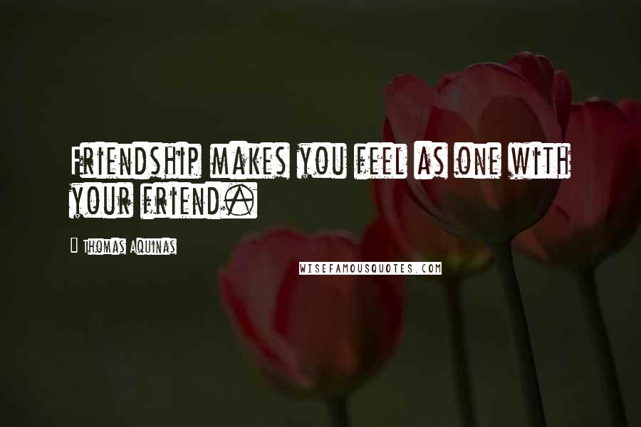 Thomas Aquinas Quotes: Friendship makes you feel as one with your friend.