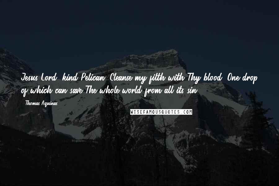 Thomas Aquinas Quotes: Jesus Lord, kind Pelican, Cleanse my filth with Thy blood, One drop of which can save The whole world from all its sin
