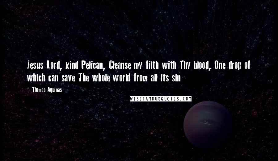 Thomas Aquinas Quotes: Jesus Lord, kind Pelican, Cleanse my filth with Thy blood, One drop of which can save The whole world from all its sin
