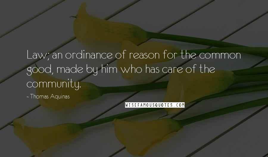 Thomas Aquinas Quotes: Law; an ordinance of reason for the common good, made by him who has care of the community.