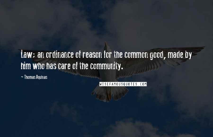 Thomas Aquinas Quotes: Law; an ordinance of reason for the common good, made by him who has care of the community.