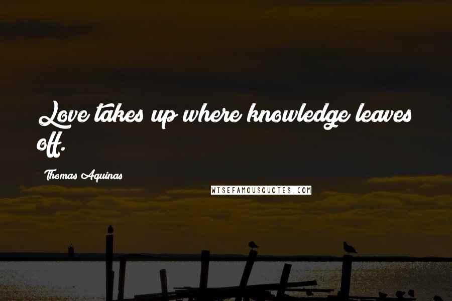 Thomas Aquinas Quotes: Love takes up where knowledge leaves off.