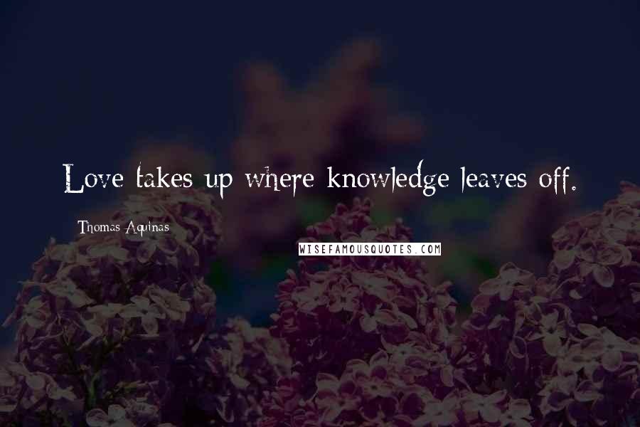 Thomas Aquinas Quotes: Love takes up where knowledge leaves off.