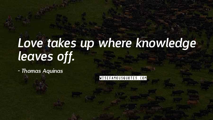 Thomas Aquinas Quotes: Love takes up where knowledge leaves off.