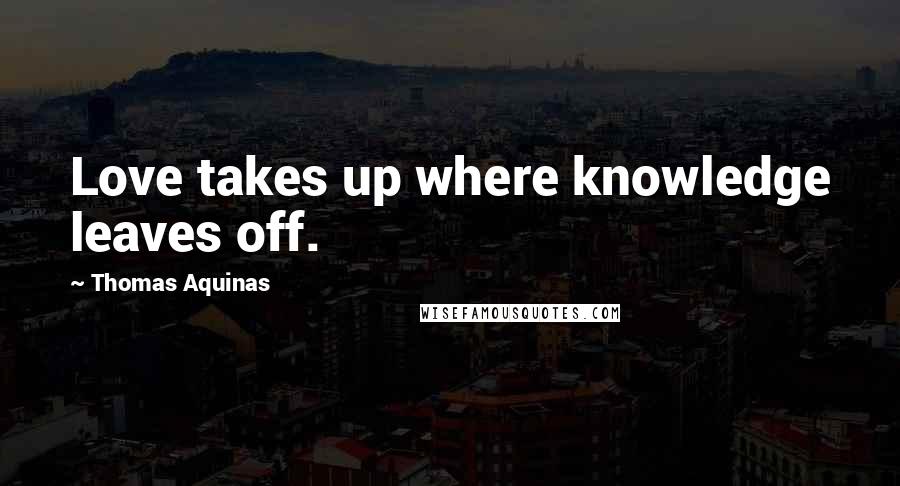 Thomas Aquinas Quotes: Love takes up where knowledge leaves off.