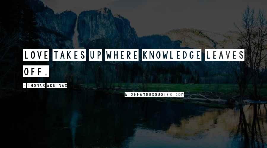 Thomas Aquinas Quotes: Love takes up where knowledge leaves off.