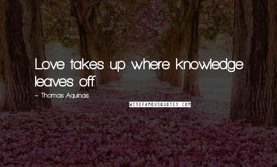 Thomas Aquinas Quotes: Love takes up where knowledge leaves off.