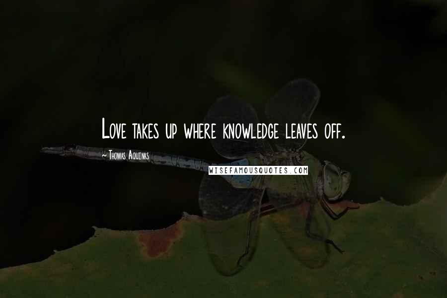 Thomas Aquinas Quotes: Love takes up where knowledge leaves off.