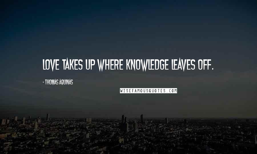 Thomas Aquinas Quotes: Love takes up where knowledge leaves off.