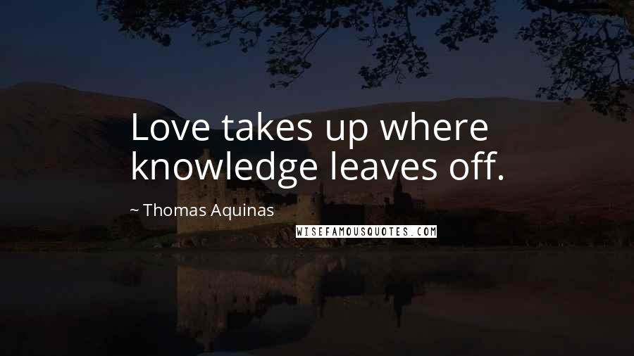 Thomas Aquinas Quotes: Love takes up where knowledge leaves off.