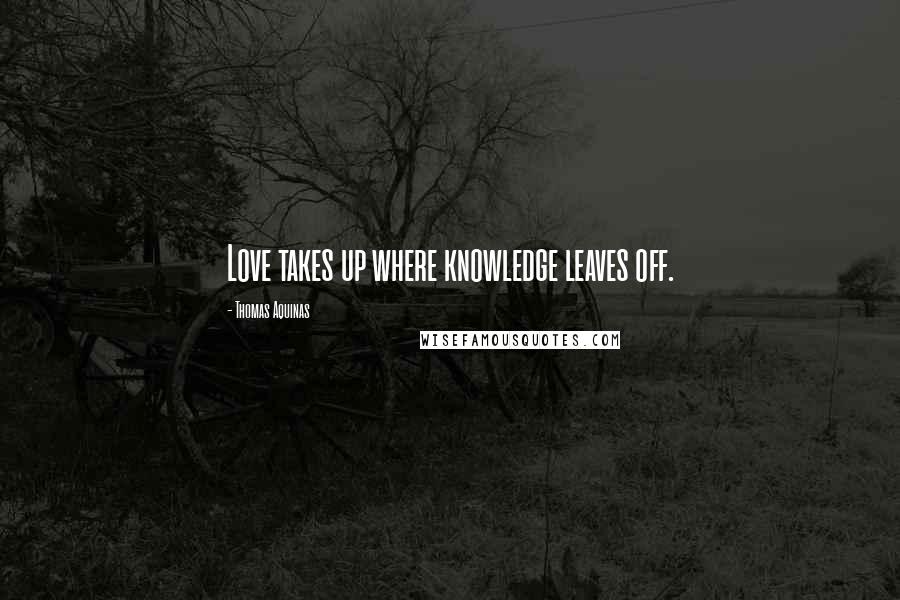 Thomas Aquinas Quotes: Love takes up where knowledge leaves off.