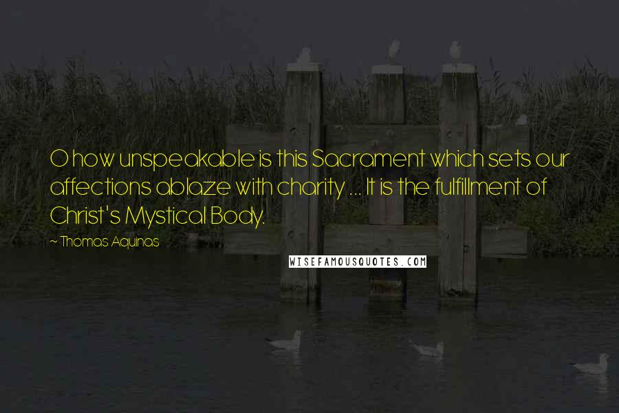 Thomas Aquinas Quotes: O how unspeakable is this Sacrament which sets our affections ablaze with charity ... It is the fulfillment of Christ's Mystical Body.
