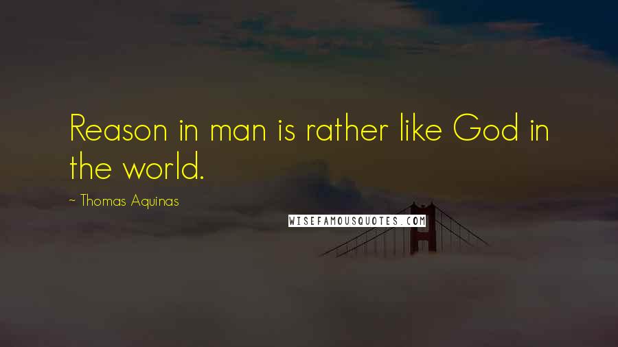 Thomas Aquinas Quotes: Reason in man is rather like God in the world.
