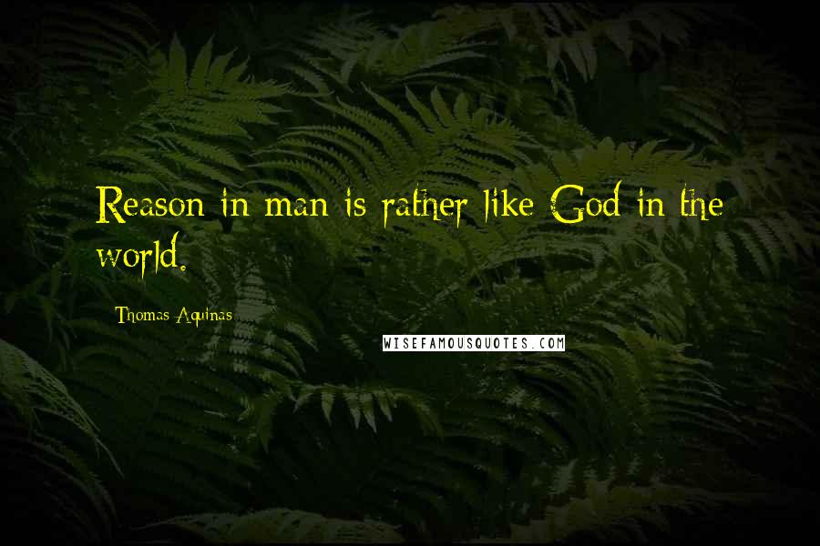 Thomas Aquinas Quotes: Reason in man is rather like God in the world.