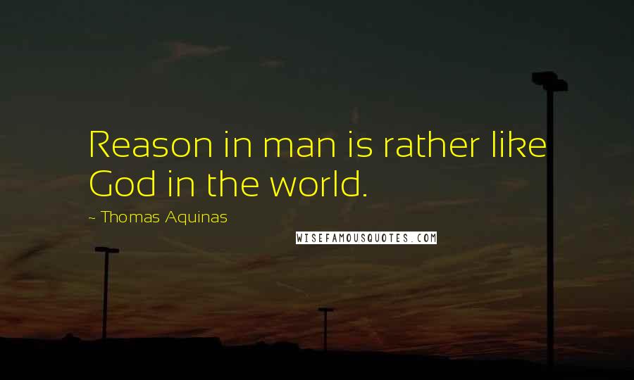 Thomas Aquinas Quotes: Reason in man is rather like God in the world.