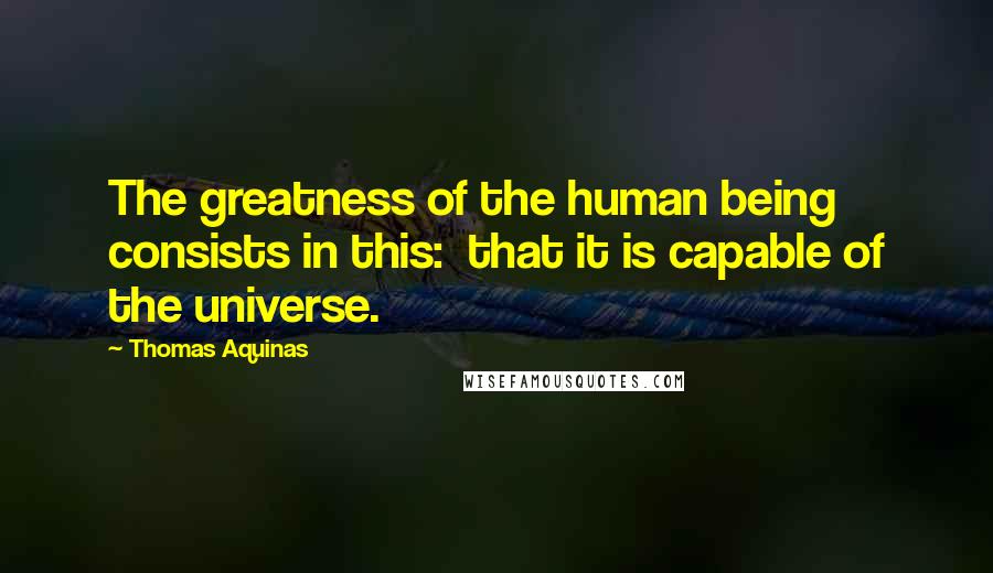 Thomas Aquinas Quotes: The greatness of the human being consists in this: that it is capable of the universe.