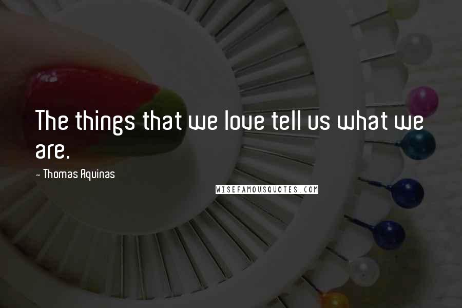 Thomas Aquinas Quotes: The things that we love tell us what we are.