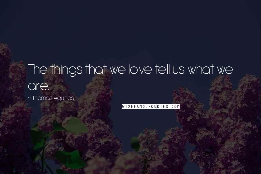 Thomas Aquinas Quotes: The things that we love tell us what we are.