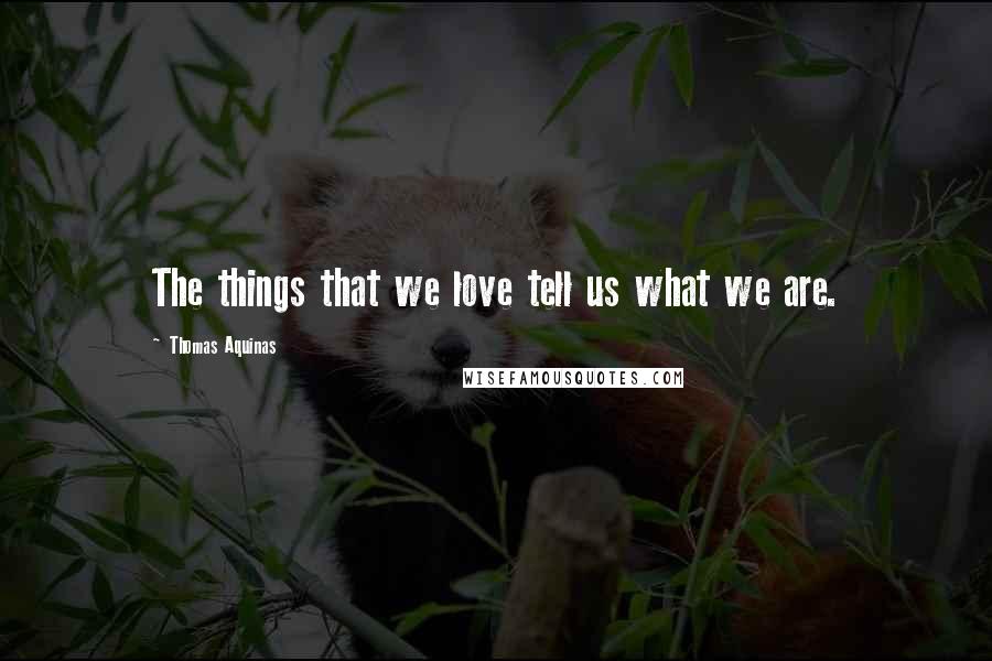 Thomas Aquinas Quotes: The things that we love tell us what we are.